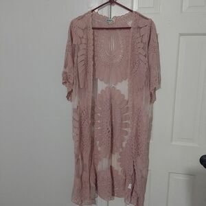REBELLION NWOT Dusty Rose Lace Kimono